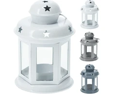 Metalinis žibintas LANTERN, raudonos/baltos, 11,5 x 21 cm, 1 vnt