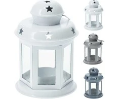 Metalinis žibintas LANTERN, raudonos/baltos, 11,5 x 21 cm, 1 vnt