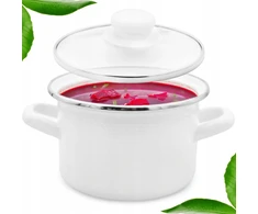 Meyerhoff ENAMEL puodas 1,5L tradicinis 14cm su DANČIU universalus 3D su rankenomis