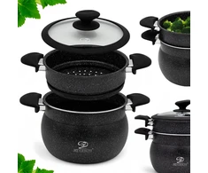 Meyerhoff Garinimo puodas STEAMER 24cm 3 dalys 9L Virtuvės marmuras