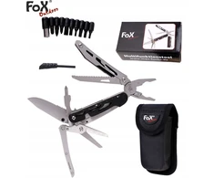 MFH Fox Outdoor Daugiafunkcinis įrankis, 6 įrankiai su žirklėmis, su atsuktuvų antgalių rinkiniu, juodas