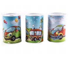 Midex METAL PIGGY BANK GALIMA ĮVAIRIŲ SPALVŲ AUTOMOBILIAI