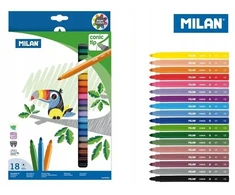 Milan spalvoti flomasteriai, 18 vnt., kūginis galiukas