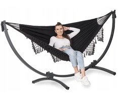 Milteliniu būdu dengtas metalinis hamako rėmo rinkinys 220kg + BOHO 2-vietis