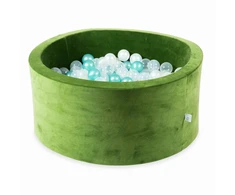 Mimii Suchy basen 90x40 Velvet Soft Oliwkowy su piłeczkami 300 vnt: skaidrus,