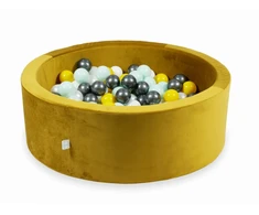 Mimii SUCHY BASEN KOJEC vaikams 90x30cm Velvet Auksinis 200 piłek apvalus