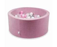 Mimii SUCHY BASEN KOJEC vaikams 90x40cm Velvet Soft Rožinė 300 piłek apvalus