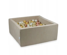 Mimii SUCHY BASEN KOJEC vaikams 90x90x40cm Soft Kreminis 400 piłek kwadrat