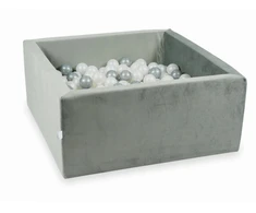Mimii SUCHY BASEN KOJEC vaikams 90x90x40cm Velvet Pilka 400 piłek kwadrat
