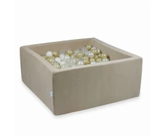 Mimii SUCHY BASEN KOJEC vaikams 90x90x40cm Soft Kreminis 400 piłek kwadrat