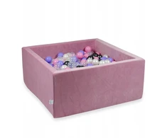 Mimii SUCHY BASEN KOJEC vaikams 90x90x40cm Soft Rožinė 400 piłek kwadrat