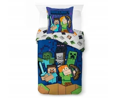 Patalynės komplektas MINECRAFT patalynė 140x200 Mėlynas ALEX STEVE CREEPER ZOMBIE 100% MEDVILNĖ