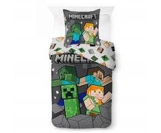 Patalynės komplektas MINECRAFT patalynė 140x200 Pilkas ALEX STEVE MONSTRERS 100% MEDVILNĖ