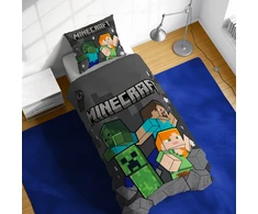 Patalynės komplektas MINECRAFT patalynė 140x200 Pilkas ALEX STEVE MONSTRERS 100% MEDVILNĖ