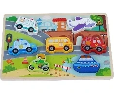 Mini Matters Toys Medinės dėlionės kūdikiams ORIGINALAS - MINI REIKALAVIMAI - AUTOMOBILIAI