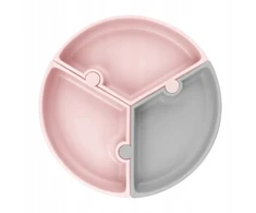 Minikoioi Silikoninė lėkštė vaikams Dėlionė su siurbtuku 3 vnt. 19 cm Rožinė