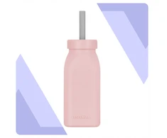 Minikoioi SILIKONINIS BUTELINIS PUODULIS VAIKAMS SU ŠIAUDU IR DANGIU 200 ML 6M+ ROŽINĖS