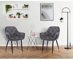 Minkšta aksominė kėdė svetainei, QUILTED virtuvei, LARGO, pilka JUMIhome