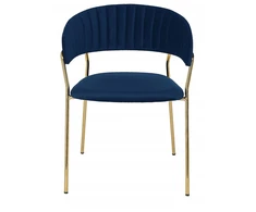 Minkšta kėdė, fotelis virtuvei, valgomajam, svetainei, Nubo Velvet Dark Mėlyna