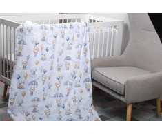 Minkšta kūdikio lovytės apsauga Babymam Balionai, 180x30 cm, mėlyna