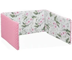 Minkšta kūdikio lovytės apsauga Babymam 180x30, rožinė/balta