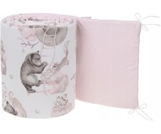 Minkšta kūdikio lovytės apsauga Babymam, 180x30 cm, Balta/Rožinė