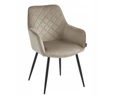 Just Relax Minkšta VELVET kėdė valgomajam, svetainei, QUILTED glamour BEIGE