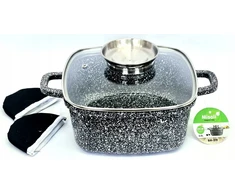 Misoli Kvadratinis marmurinis PUODAS 20 CM 1,3 L BM519 VIRTUVĖS DUJŲ INDUKCINIS KIETAS