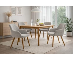 Mivihome SCANDI pilka minkšta kėdė su medžio spalvos metalinėmis kojelėmis valgomajam