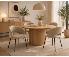 Mivihome VELO smėlio spalvos minkšta kėdė, valgomojo stalas, tualetinis staliukas, juodos modernios kojos