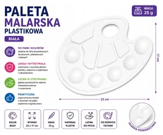 Miximport Paleta malarska paleta do mieszania farb plastikowa balta owalna 23x17 cm