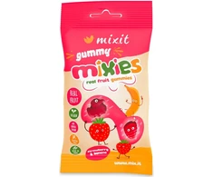 MIXIT Fruit Mixies, natūralūs braškių ir bananų skonio želė saldainiai 35
