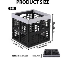 Moby System SKŁADANE PUDEŁKO PLASTIKOWE 36 L Z UCHWYTAMI WYTRZYMUJE 10 KG Juoda