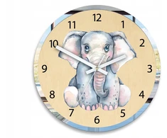 Modernclock Laikrodis ścienny dla dziecka SŁONIK 30cm CICHY