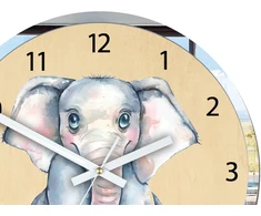 Modernclock Laikrodis ścienny dla dziecka SŁONIK 30cm CICHY