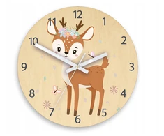 Modernclock Laikrodis ścienny Jelonek su kwiatami dla dziecka-CICHY
