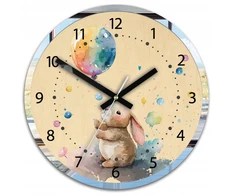 Modernclock Vaikiškas sieninis laikrodis Triušis su balionu 30cm HAPPY