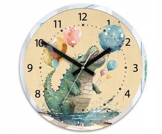 Modernclock Vaikiškas sieninis laikrodis Krokodilas 30cm - tylus mechanizmas