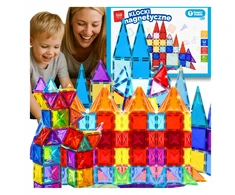 Mokomieji kūrybiniai magnetiniai konstrukciniai blokeliai 3D 112 vnt. Happy Kiddo