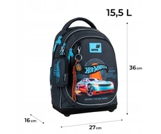 Mokyklinė kuprinė dla chłopca 6-8 lat mėlyna su brelokiem Hot Wheels Kite