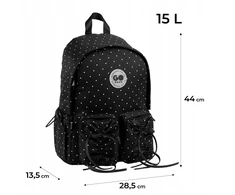 Mokyklinė kuprinė GoPack su kaspinėliais, juoda