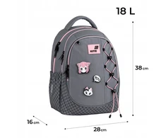 Mokyklinė kuprinė mergaitėms 6-10 m. pilka su nuimamomis aplikacijomis Kite