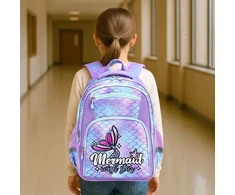 Mokyklinė kuprinė mergaitėms Imiti Undinėlė, 17 l, 40 × 30 cm, violetinė