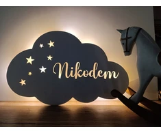 Moliland Lampka wisząca, dekoracyjna LED – naturalne drewno personalizowana
