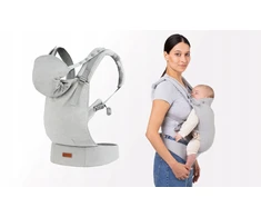 MoMi COLLET nešynė, pilka - 2in1 gobtuvas, 2 pozicijos, iki 15kg
