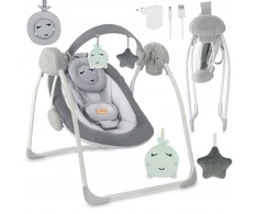 MoMi LISS elektrinė supama kėdė, pilka - bouncer, melodijos, vibracijos, žaislai
