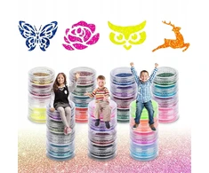 MonCouleur GLITTER TATTOO RINKINYS, PLAUNAMI GLITTER ŠABLONAI VAIKAMS