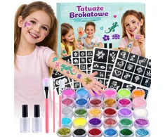 MonCouleur GLITTER TATTOO RINKINYS, PLAUNAMI GLITTER ŠABLONAI VAIKAMS
