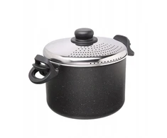 Moneta Etnea makaronų puodas 22 cm su dangteliu, aliuminis, juodas