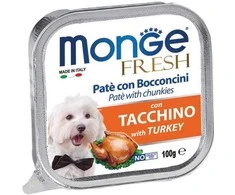 Monge Fresh paštetas šunims su kalakutienos gabalėliais 100g
